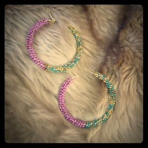 Purple + Blue + Gold = Unicorn Hoop Earrings NWT
